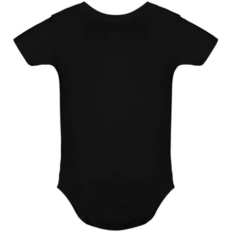 Kojenecké body s krátkým rukávem a vlastním potiskem - černá (záda)