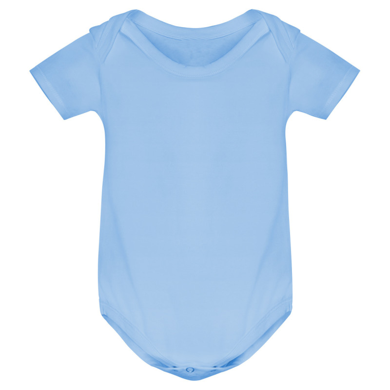 Kojenecké body s krátkým rukávem a vlastním potiskem - nebesky modrá