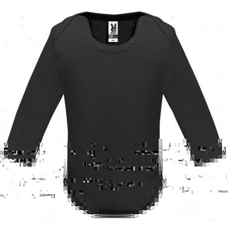 Kojenecké body s dlouhým rukávem a vlastním potiskem - černá