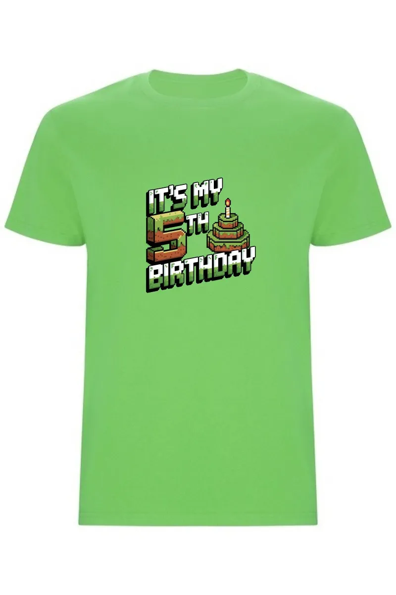 Dětské tričko - MINECRAFT PÁTÉ NAROZENINY Dětské tričko - MINECRAFT PÁTÉ NAROZENINY