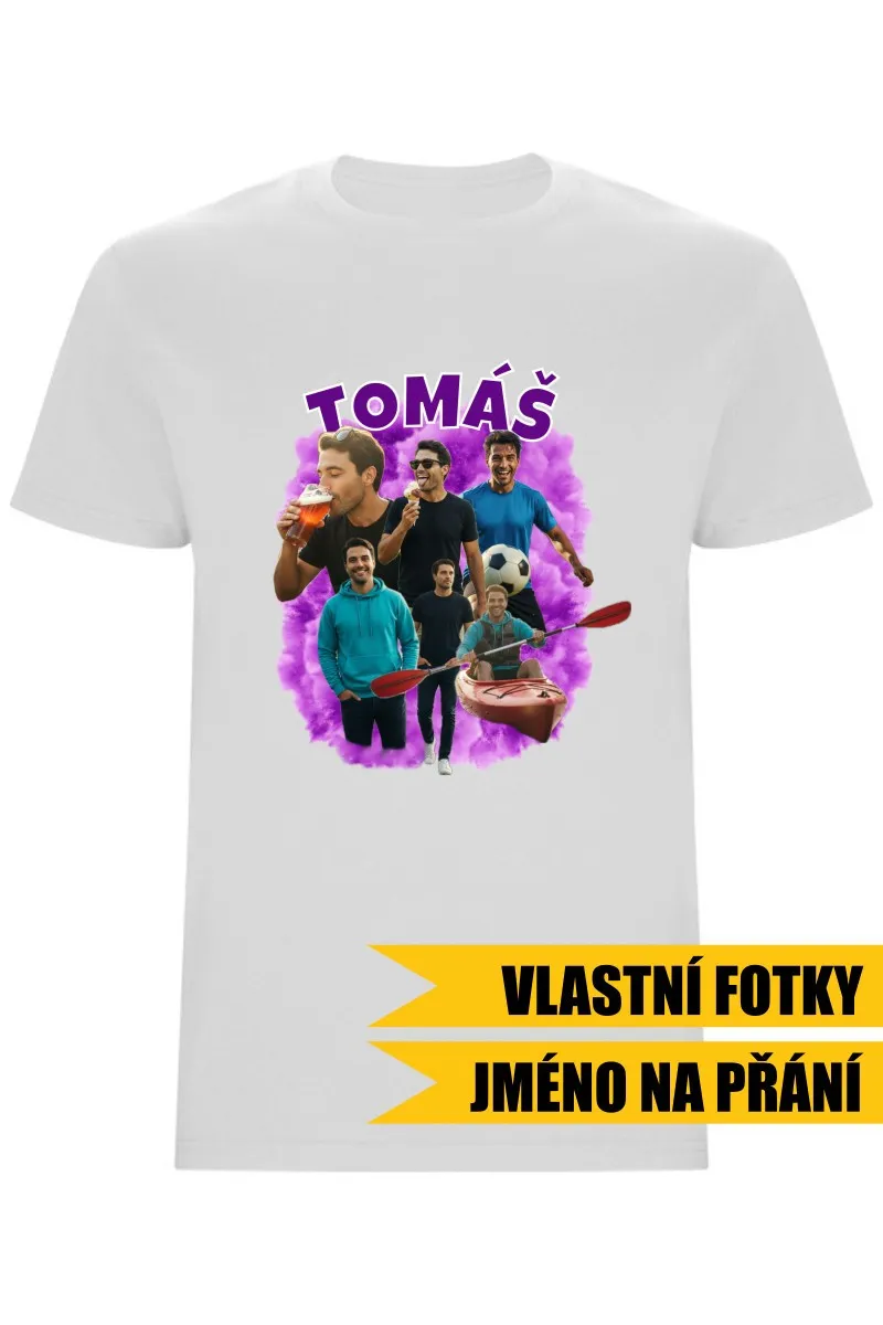 Pánské tričko - VLASTNÍ FOTKY, JMÉNO A POZADÍ