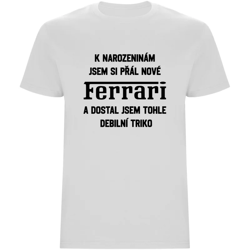 Pánské tričko - PŘÁL JSEM SI FERRARI A DOSTAL JSEM TOHLE TRIKO