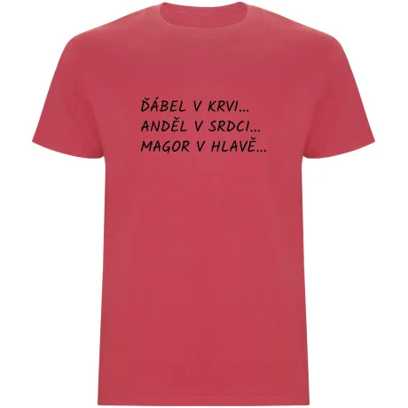Pánské tričko - ĎÁBEL V KRVI, ANDĚL V SRDCI, MAGOR V HLAVĚ